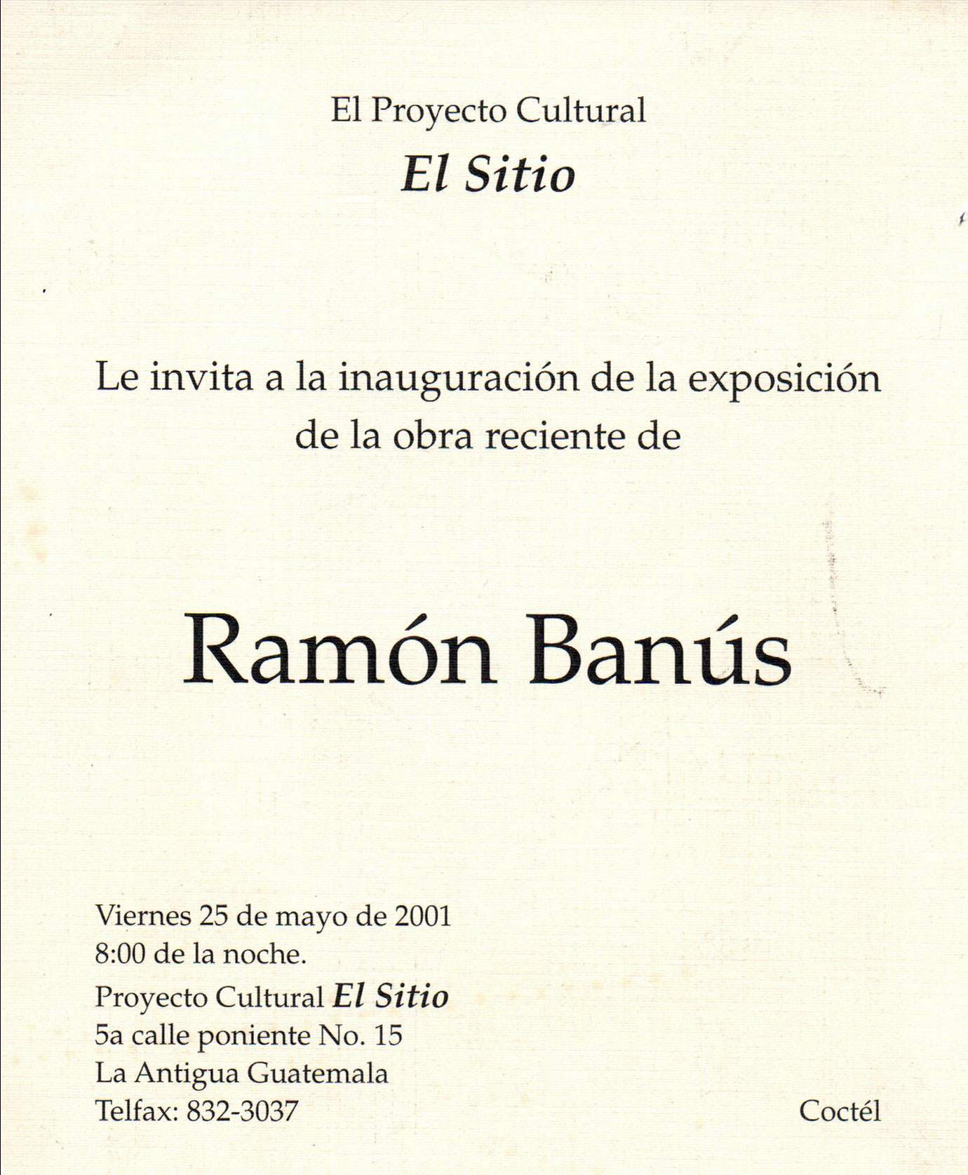 Invitación o fotografía: Proyecto Cultural El Sitio, 2001