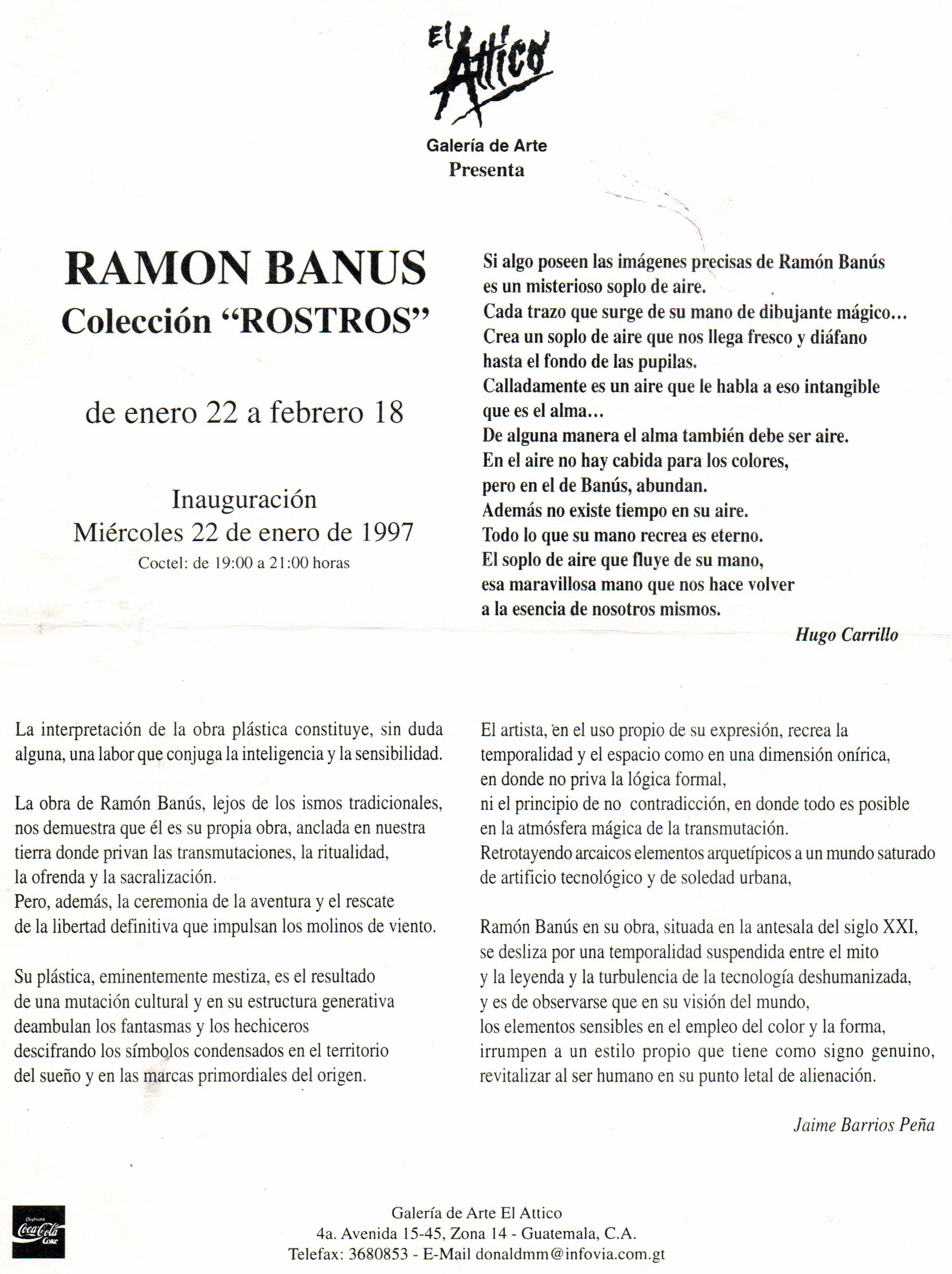 Invitación o fotografía: Galería El Attico, 1997