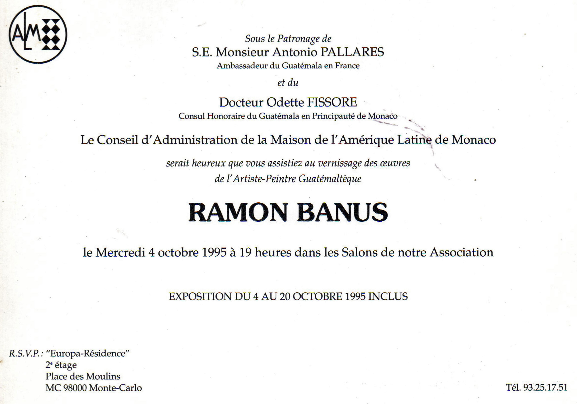 Invitación o fotografía: Maison de l'Amérique Latine de Monaco, 1995