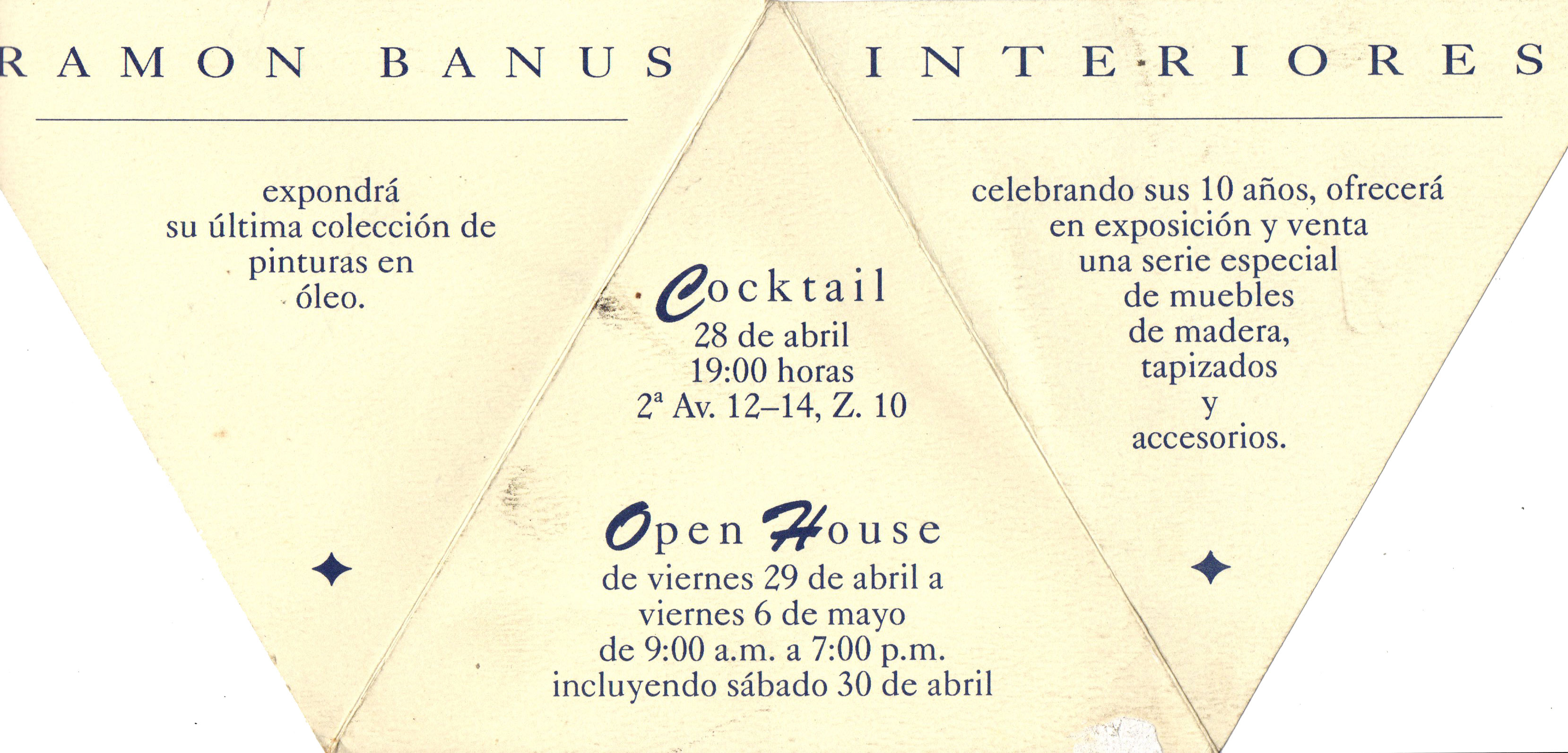 Invitación o fotografía: Galería Interiores, 1994