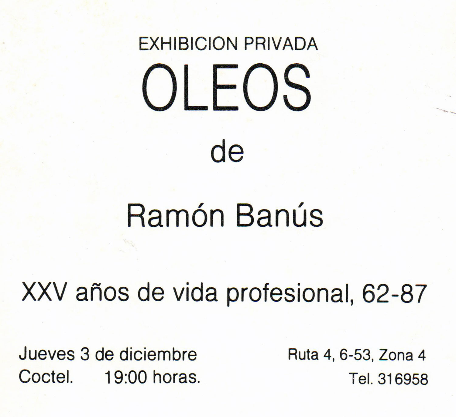Invitación o fotografía: Galería Visual, 1987