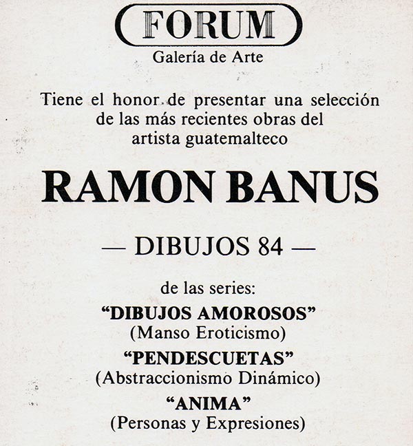 Invitación o fotografía: Galería Fórum, 1984