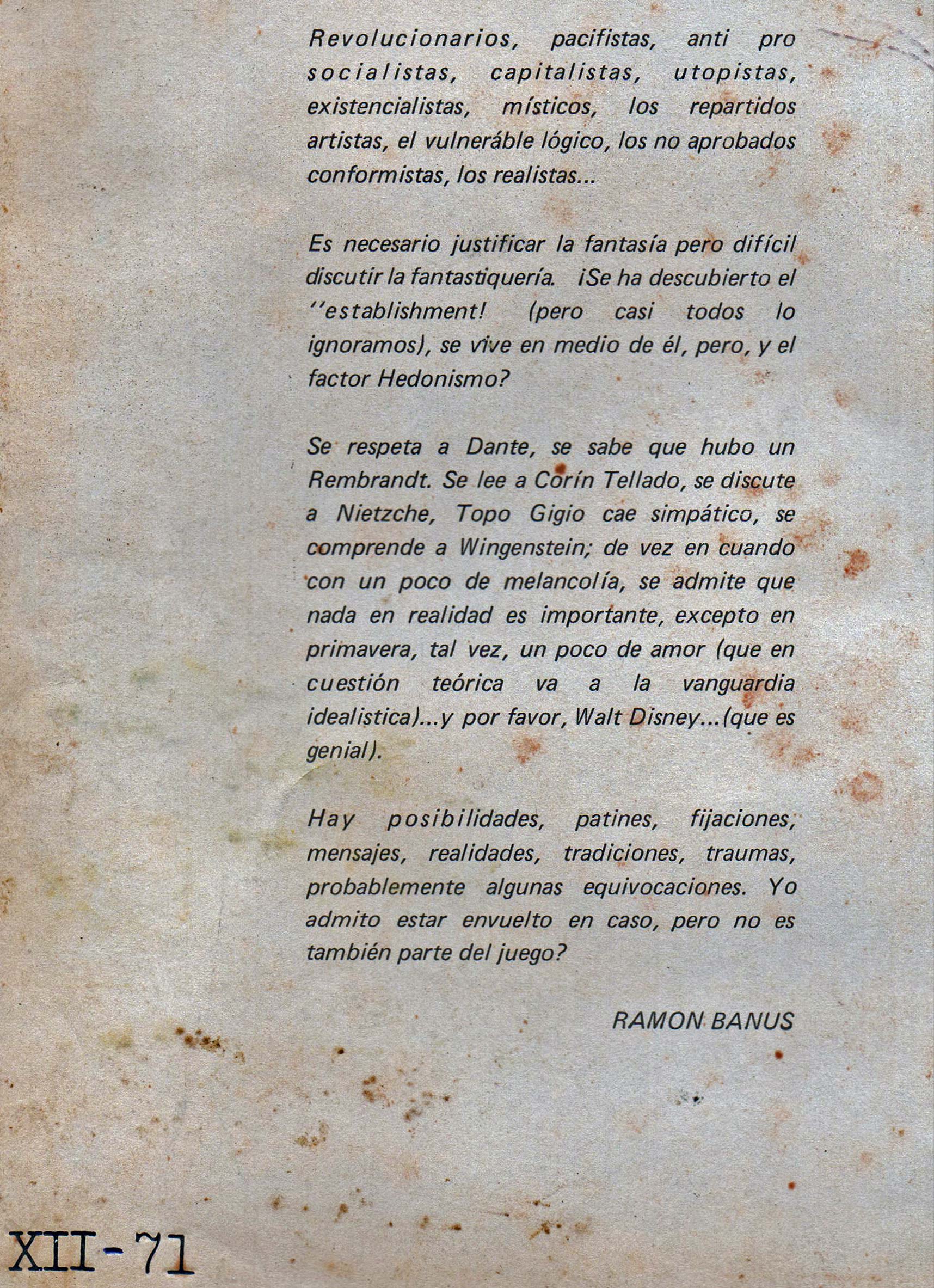 Invitación o fotografía: Galería Vittorio's, 1971