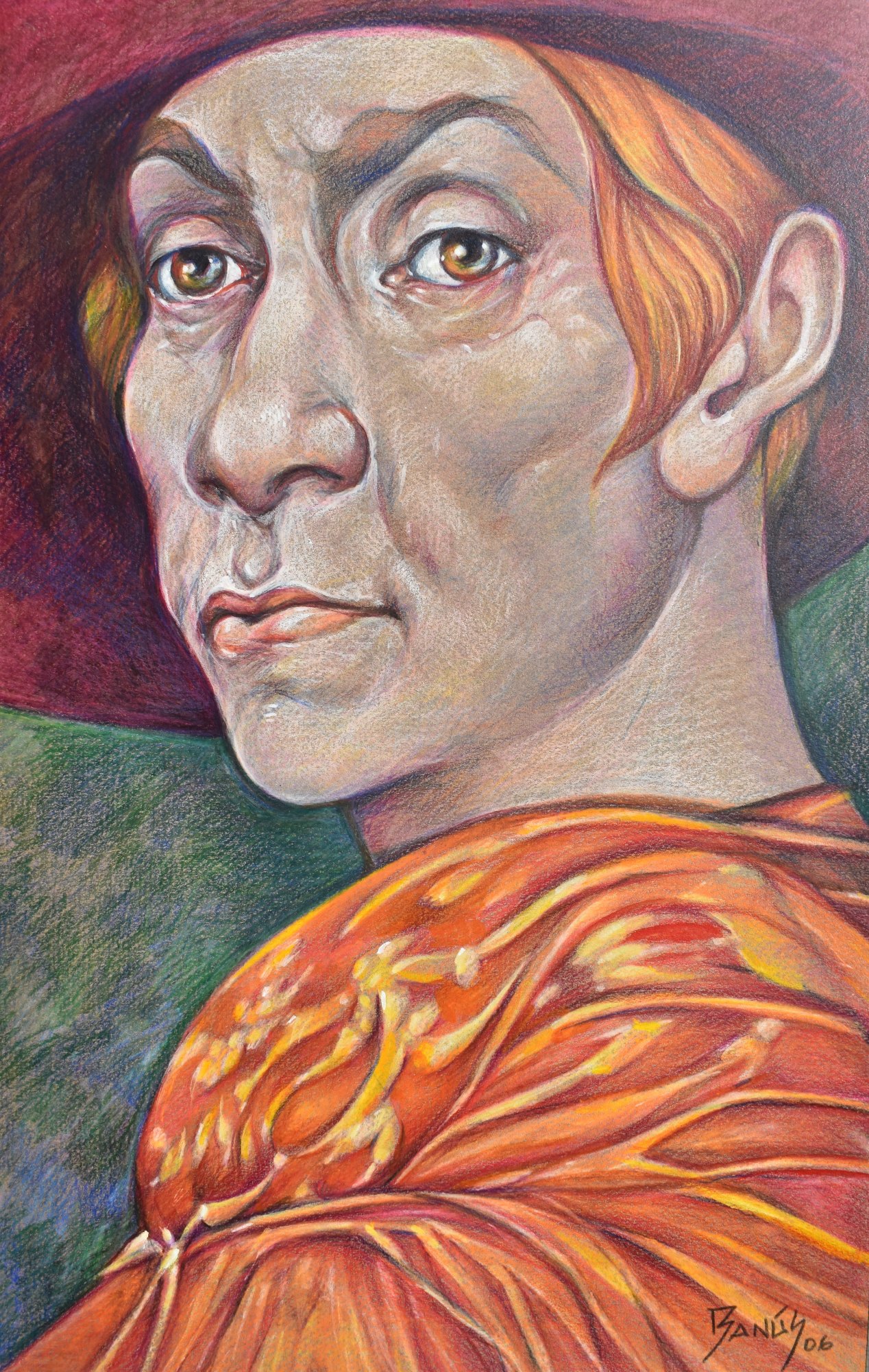 Caballero con mirada así, Técnica mixta, 2006