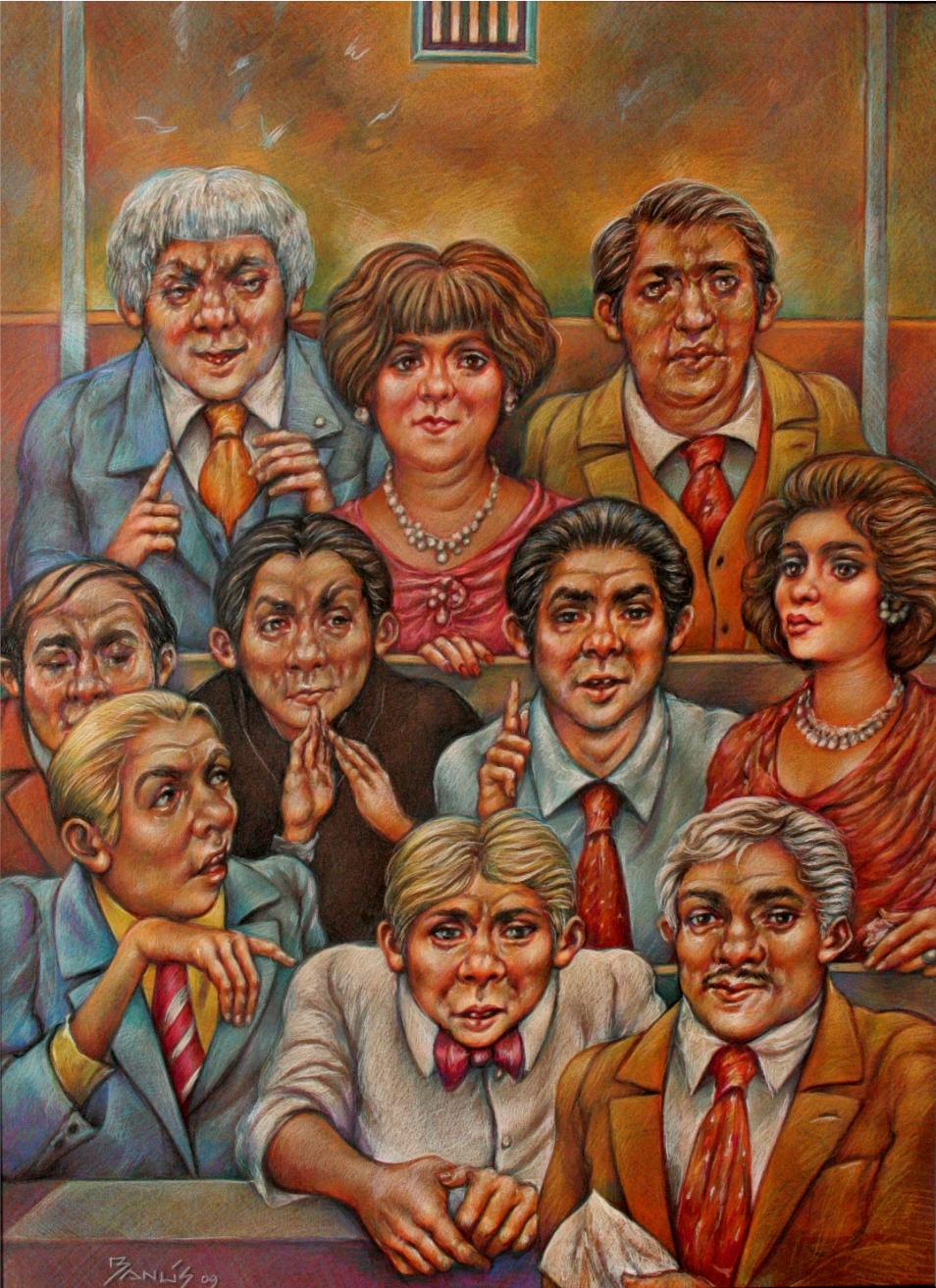 Los dignatarios, Mixta sobre Masonite, 2009