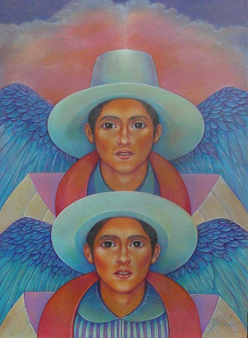 Hunahpú e Ixbalanqué, Mixta sobre Masonite, 2001