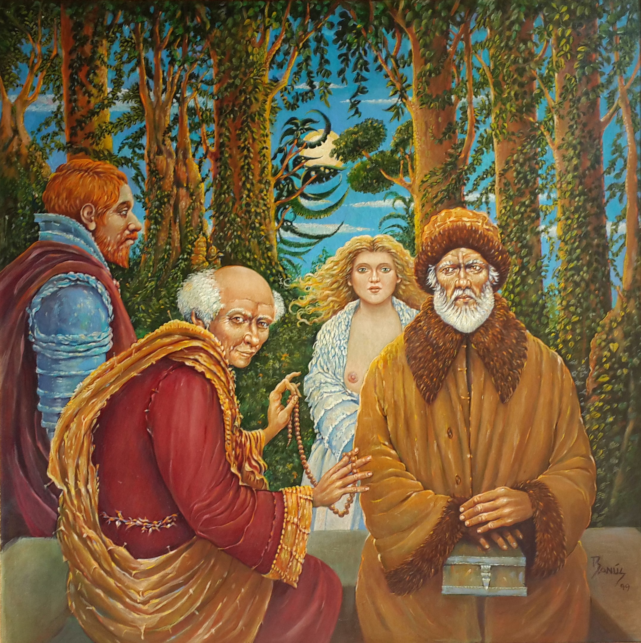 Los patriarcas, Óleo en canvas sobre Masonite, 1999